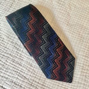 Missoni | NWT Blue Orange Gray Chevron Woven Wool & Silk Tie New